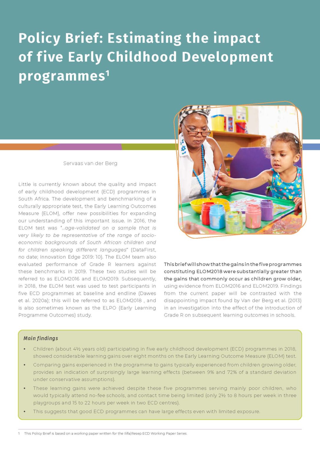 Estimating the impact of five early childhood development programmes ...