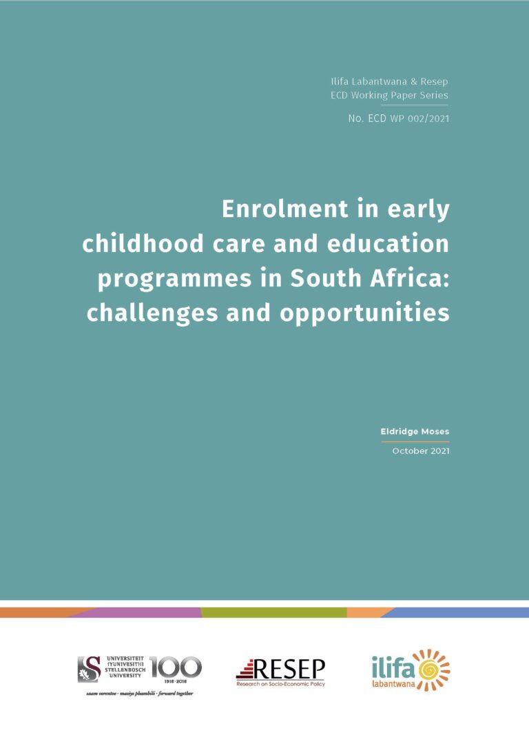 Enrolment in early childhood care and education programmes in South ...