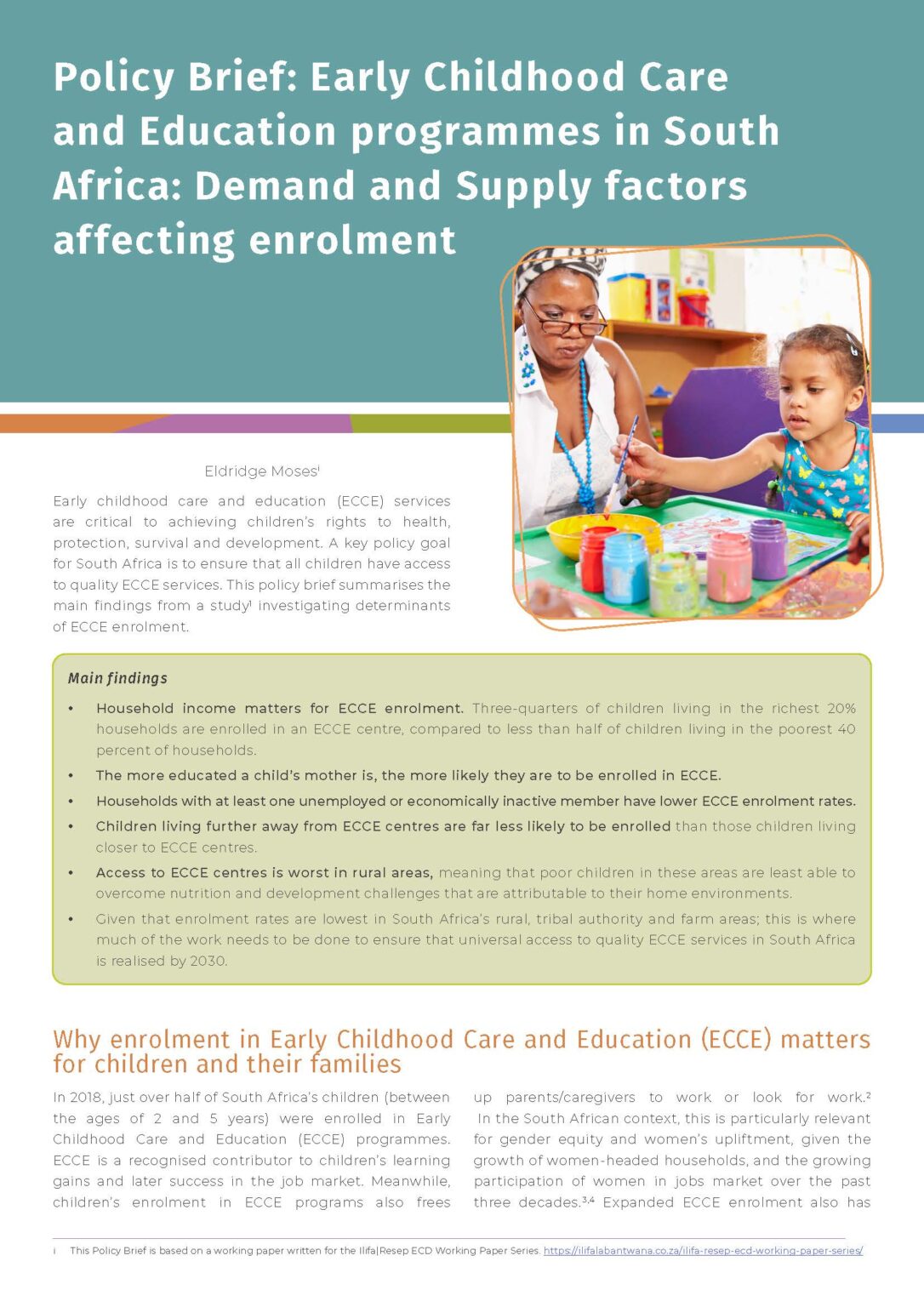 Early Childhood Care and Education programmes in South Africa: Demand ...